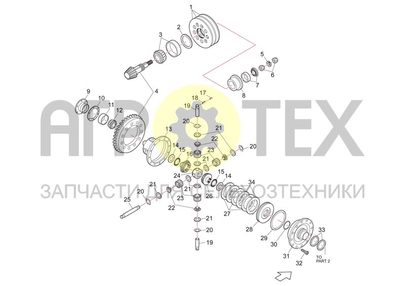 Чертеж Rear Axle Differential & Related Parts, Short Housing (RC2.05.014)